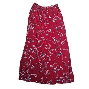 90s boho cottagecore red maxi skirt front slits